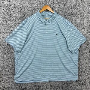 Vineyard Vines Shirt Mens Big 4XB BIG Blue Striped Performance Golf Polo Whale